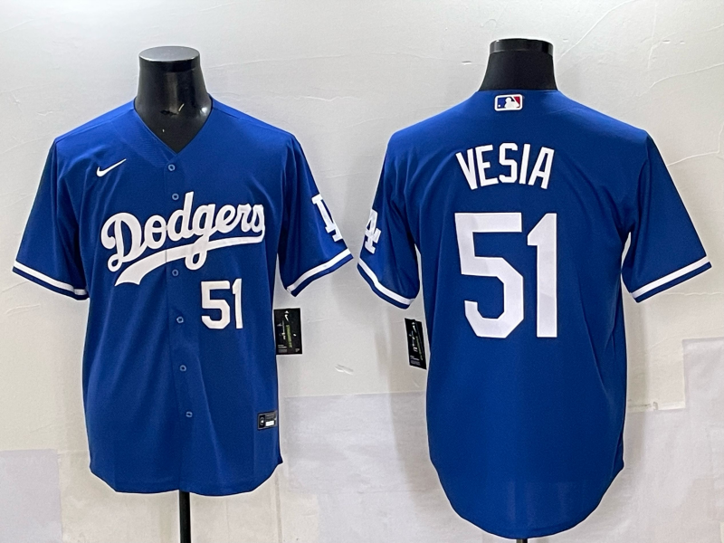 Men Los Angeles Dodgers #51 Vesia Blue Nike MLB 2025 Jersey style 04